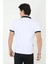 Erkek Yakalı Slim Fit Baskılı T-Shirt - Beyaz 2