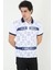 Erkek Yakalı Slim Fit Baskılı T-Shirt - Beyaz 4