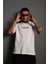 Erkek Bisiklet Yakalı Sırt Baskılı Oversize T-Shirt - Beyaz 2