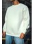 Kışlık Bisiklet Yaka Üç Iplik Basic Sweatshirt - Beyaz 1