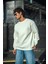 Kışlık Bisiklet Yaka Üç Iplik Basic Sweatshirt - Beyaz 2
