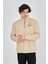 Erkek Yarım Fermuarlı Baskılı Sweat - Bej 4