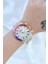 Clariss Trend Rose Metal Kordonlu Zirkon Taş Kaplama Renkli Taşlı Kasa Tasarımlı Lüx Kadın Kol Saati 3