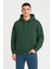 Erkek Ovarsize Kapüşonlu Swetshirt Kanguru Çepli Cıtcıtlı 3 Iplik Şardonlu Hoodie - Haki 3