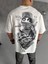Unisex Baskılı Oversize T-Shirt - Beyaz 1