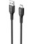 Hkm Tech Knıt 2A Çıkış, Usb-A To Type-C Şarj ve Data Aktarım Kablosu, Örgü Tasarım, 1 Metre, Siyah 2