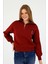 Kadın Yarım Fermuarlı Nakışlı 3ip Sweatshirt Bordo - 2664 2