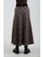 Kahve Gri Kemerli Yırtmaçlı Ekose Etek 5