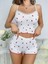 Beyaz Üstüne Çilek Desenli Askılı Şortlu Pijama Takımı 1
