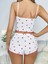 Beyaz Üstüne Çilek Desenli Askılı Şortlu Pijama Takımı 2