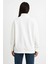 Üç Iplik Dık Yaka Yarım Fermuarlı Sweatshirt - Beyaz 2