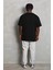 Unisex Oversize Düz Bisiklet Yaka T-Shirt - Siyah 2