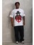 Unisex Oversize Baskılı Bisiklet Yaka T-Shirt - Beyaz 1