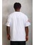 Unisex Oversize Baskılı Bisiklet Yaka T-Shirt - Beyaz 4