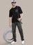 Erkek Baskılı Oversize T-Shirt - Siyah 4