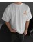 Ön ve Arka Baskılı Oversize Bisiklet Yaka T-Shirt - Beyaz 2