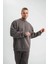 Uzun Kol Bisiklet Yaka Basic Sweatshirt - Füme 3
