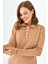 Kadın Elbise Polo Yaka Düğmeli Mini Boy Triko Elbise Camel - 10551 2