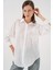 Kadın Nakışlı Oversize Gömlek 20338 - Beyaz 1