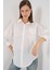 Kadın Nakışlı Oversize Gömlek 20338 - Beyaz 4