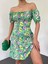Yakası Lastikli Bağcık Detaylı Mini Elbise -A.yeşil 3