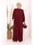 Boydan Düğmeli Elbise 6045 Bordo 1