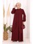 Boydan Düğmeli Elbise 6045 Bordo 2