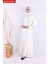 6011-1 Çizgili Fermuarlı Ferace Ekru 1