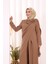 Tek Omuz Gold Toka Detaylı Tunik Pantolon Takım 8698 Kahverengi 5