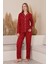 Kadın %100 Pamuk Milan Soft Pijama Takımı-Pat Yakalı-Boydan DÜĞMELI-DESENLI-12422 3