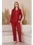 Kadın %100 Pamuk Milan Soft Pijama Takımı-Pat Yakalı-Boydan DÜĞMELI-DESENLI-12422 4