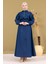 Fermuarlı Beli Lastikli Kot Elbise Koyu Mavi MSW19240-2 1
