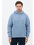 Erkek Oversize Pamuklu Kanguru Cepli 3 Iplik Basic Kapüşonlu Sweatshirt Mavi - Xl 1
