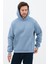 Erkek Oversize Pamuklu Kanguru Cepli 3 Iplik Basic Kapüşonlu Sweatshirt Mavi - Xl 5