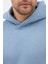 Erkek Oversize Pamuklu Kanguru Cepli 3 Iplik Basic Kapüşonlu Sweatshirt Mavi - Xl 6