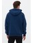 Erkek Oversize Pamuklu Kanguru Cepli Basic 3 Iplik Nakışlı Kapüşonlu Sweatshirt Lacivert - Xl 5