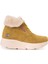 Kadın Süet Kürklü Kısa Spor Bot SS001-0478 Hardal 1