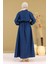 Fermuarlı Beli Lastikli Kot Elbise Koyu Mavi MSW19240-2 4