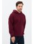 Erkek Oversize Pamuklu Kanguru Cepli 3 Iplik Basic Kapüşonlu Sweatshirt Bordo - L 3