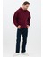 Erkek Oversize Pamuklu Kanguru Cepli 3 Iplik Basic Kapüşonlu Sweatshirt Bordo - L 4