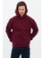 Erkek Oversize Pamuklu Kanguru Cepli 3 Iplik Basic Kapüşonlu Sweatshirt Bordo - L 5