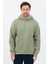 Erkek Oversize Pamuklu Kanguru Cepli 3 Iplik Basic Kapüşonlu Sweatshirt Buz Yeşil - L 1