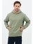 Erkek Oversize Pamuklu Kanguru Cepli 3 Iplik Basic Kapüşonlu Sweatshirt Buz Yeşil - L 2