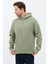 Erkek Oversize Pamuklu Kanguru Cepli 3 Iplik Basic Kapüşonlu Sweatshirt Buz Yeşil - L 3