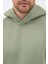 Erkek Oversize Pamuklu Kanguru Cepli 3 Iplik Basic Kapüşonlu Sweatshirt Buz Yeşil - L 6