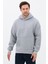 Erkek Oversize Pamuklu Kanguru Cepli 3 Iplik Basic Kapüşonlu Sweatshirt Gri - M 1