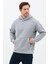 Erkek Oversize Pamuklu Kanguru Cepli 3 Iplik Basic Kapüşonlu Sweatshirt Gri - M 2