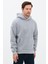 Erkek Oversize Pamuklu Kanguru Cepli 3 Iplik Basic Kapüşonlu Sweatshirt Gri - M 4
