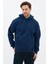 Erkek Oversize Pamuklu Kanguru Cepli 3 Iplik Basic Kapüşonlu Sweatshirt Lacivert - M 1