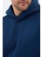 Erkek Oversize Pamuklu Kanguru Cepli 3 Iplik Basic Kapüşonlu Sweatshirt Lacivert - M 5